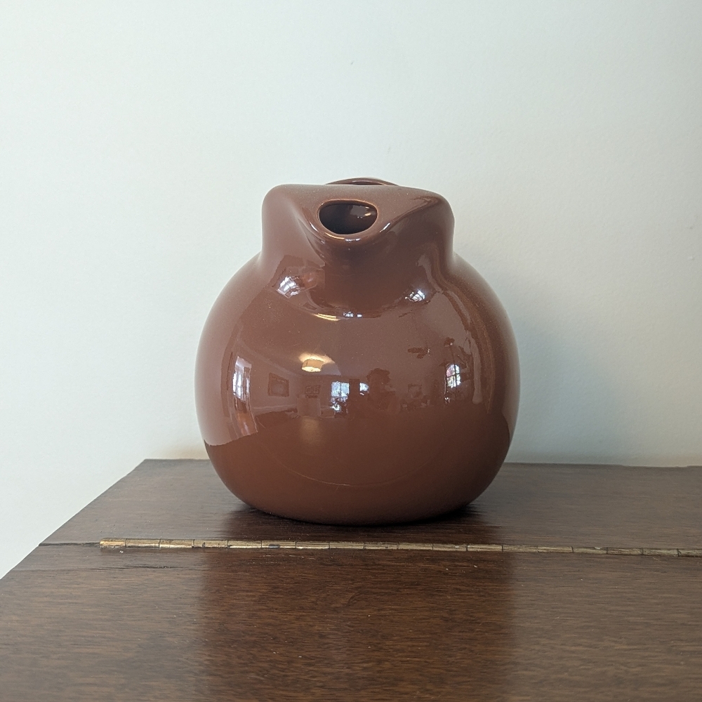 Hall Pottery #633 Tilted Ball Pitcher with Ice Lip - Chocolate Brown Fall Decor